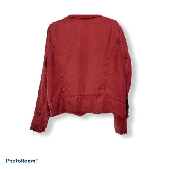 Max Jeans Valley of Fire Tencel Maroon Jacket Utility Streetwear Full Zip - Picture 8 of 9